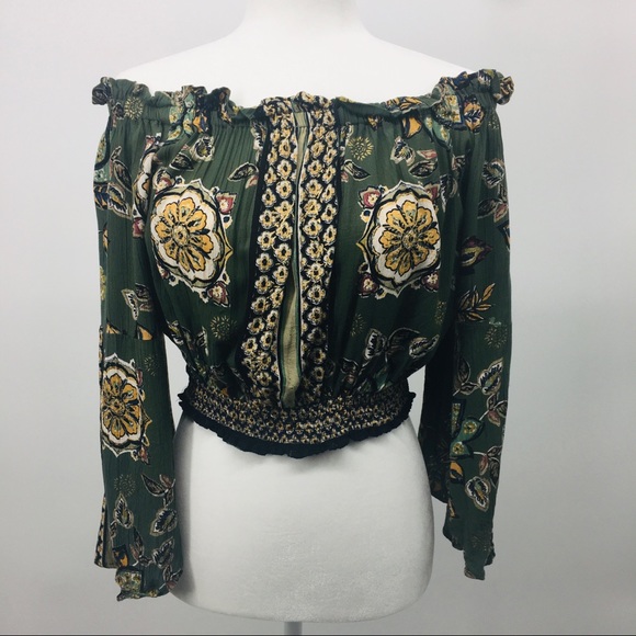 Altar'd State Tops - Altar’d State Bell Sleeve Crop Top Boho Festival